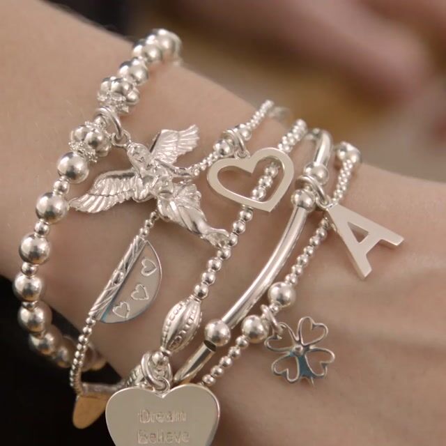 Sama My Guardian Angel Bracelet Stack - Sterling Silver 