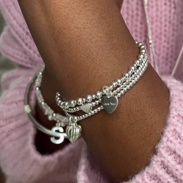 Hearts of Love 925 Sterling Silver Bracelet Stack